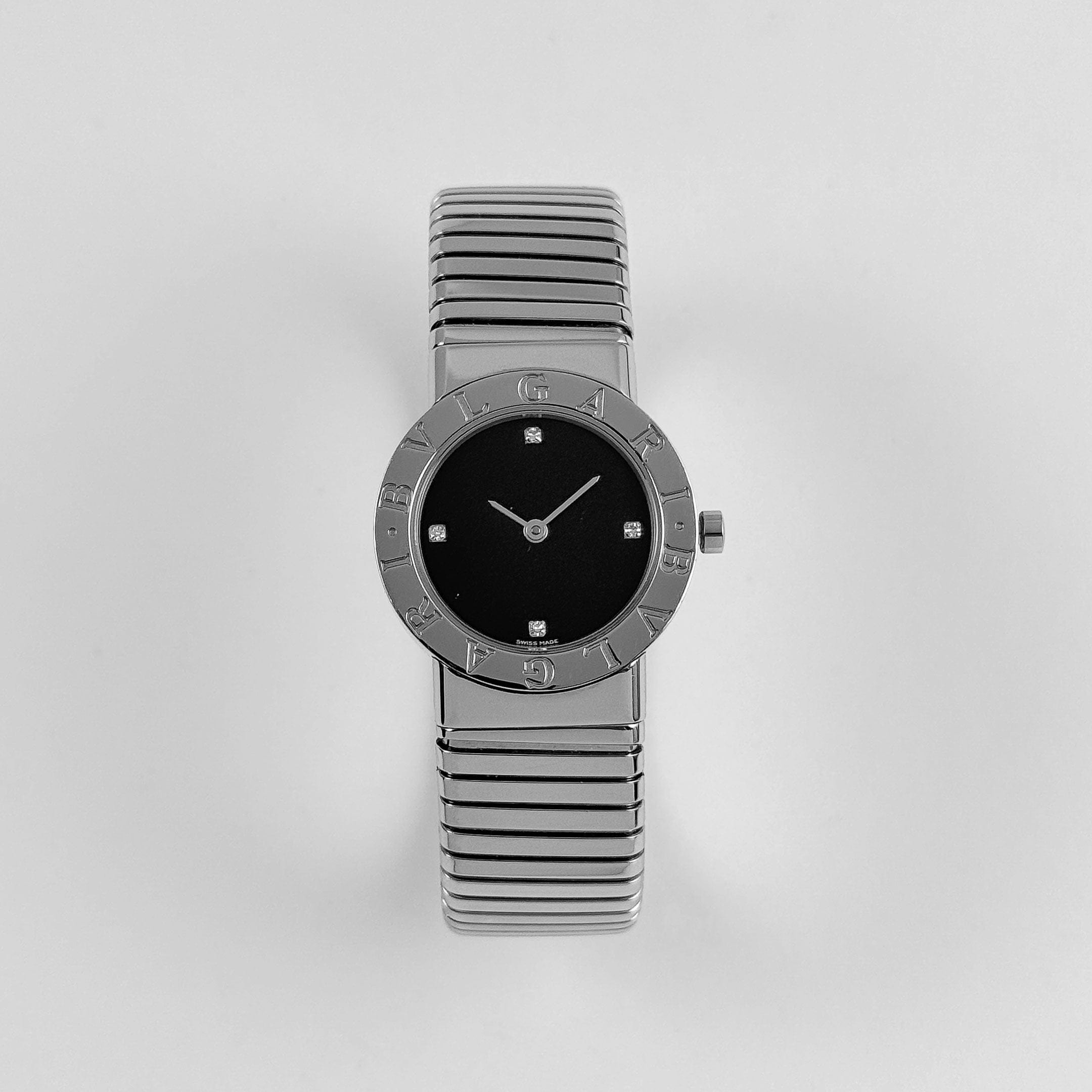 BVLGARI Tubogas BB262TS 'Ladies' Stainless Steel Black Diamond