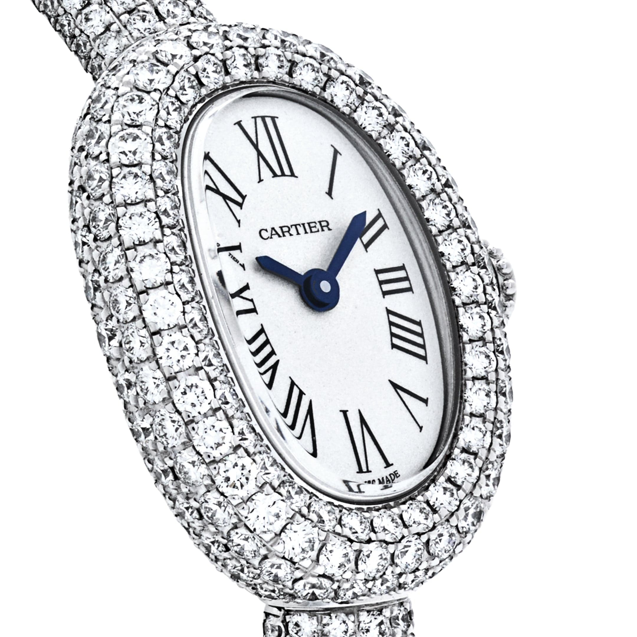 Cartier Baignoire Mini HPI01773 'Ladies' Rhoidum-Finish White Gold Diamond Quartz (2025)