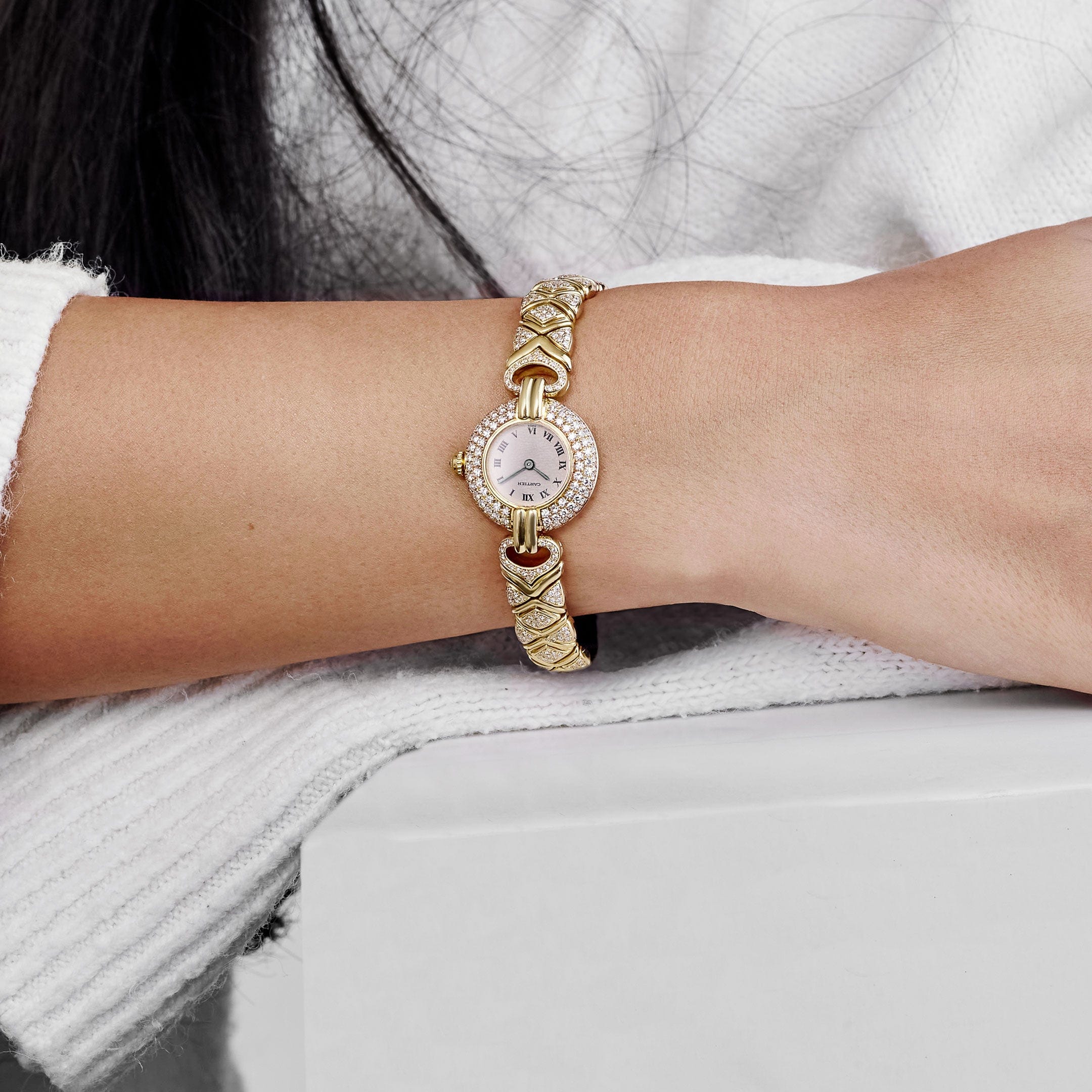 Cartier Colisée 'Ladies' Yellow Gold White Dial Diamond Bezel