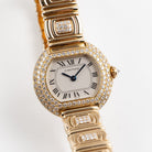 Cartier Ellipse WB6006EE Yellow Gold White Dial Diamond Bezel and Bracelet Quartz