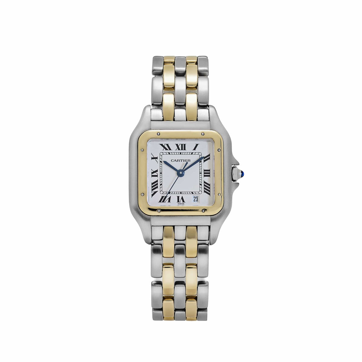 Cartier Panthere 187949 'Ladies' Two Row Midsize Stainless Steel Yellow Gold White Dial Quartz