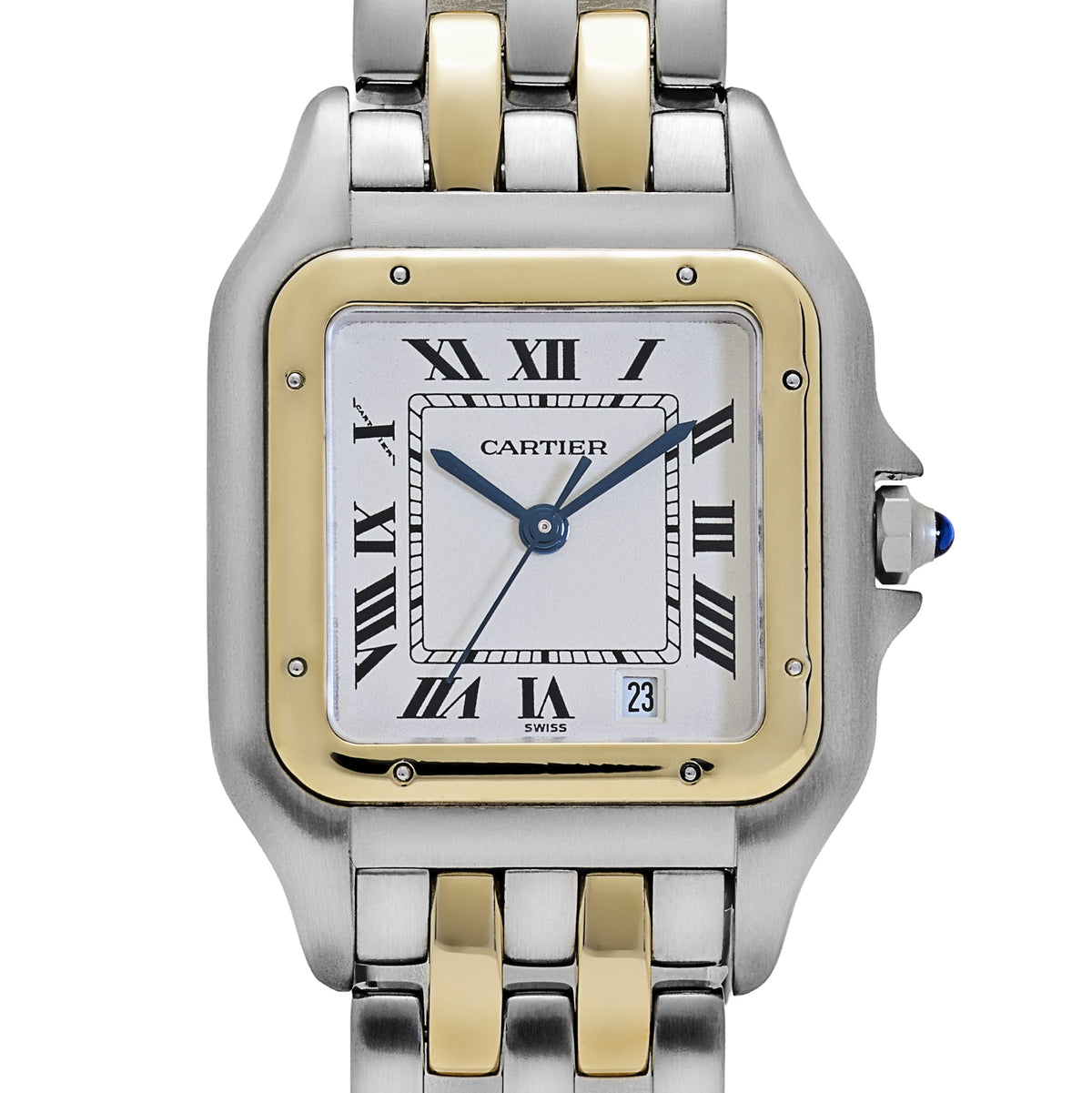 Cartier Panthere 187949 'Ladies' Two Row Midsize Stainless Steel Yellow Gold White Dial Quartz
