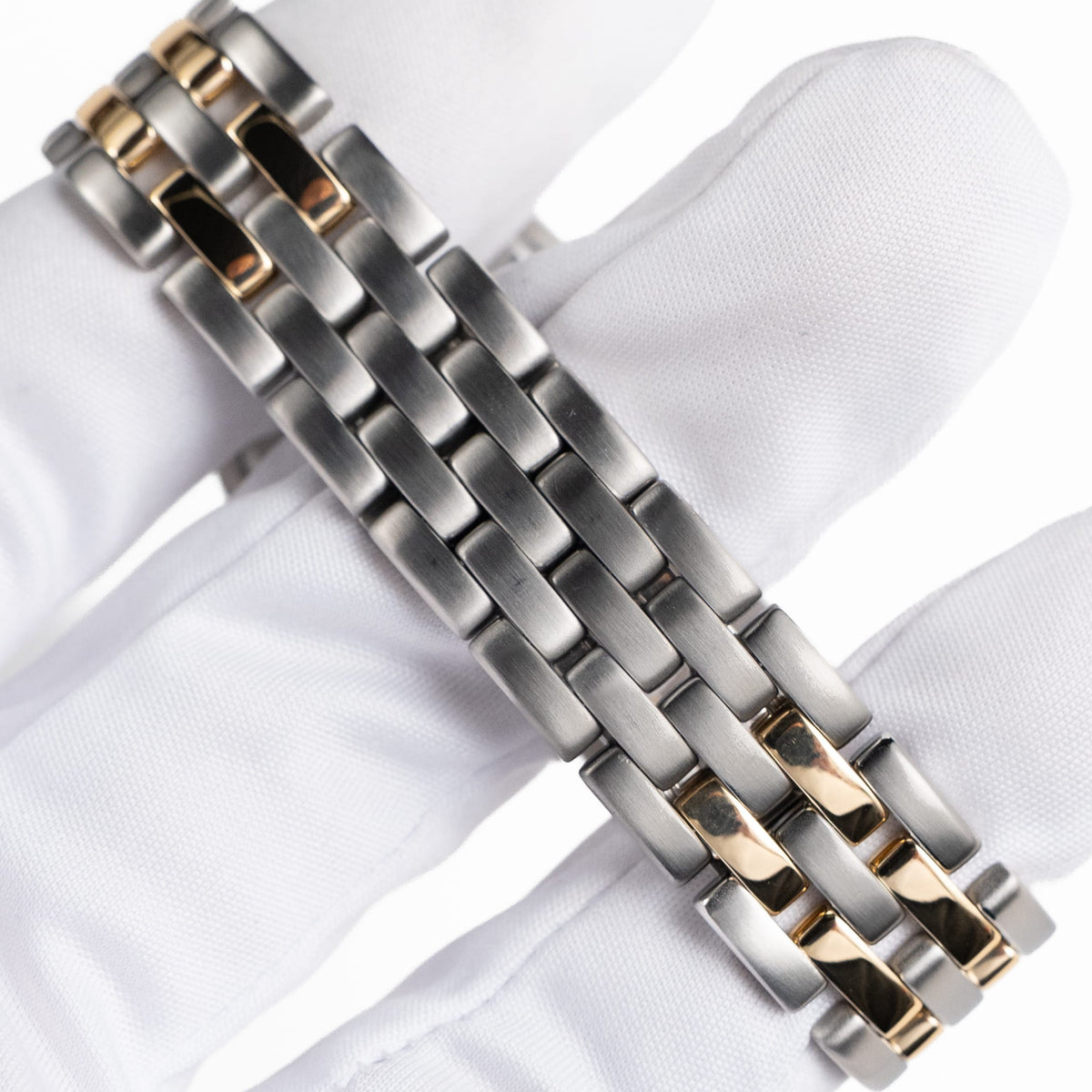 Cartier Panthere 187949 'Ladies' Two Row Midsize Stainless Steel Yellow Gold White Dial Quartz