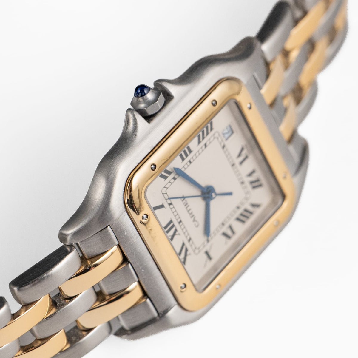 Cartier Panthere 187949 'Ladies' Two Row Midsize Stainless Steel Yellow Gold White Dial Quartz