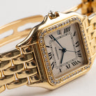 Cartier Panthere 883969 'Ladies' Midsize Yellow Gold White Dial Diamond Bezel Quartz