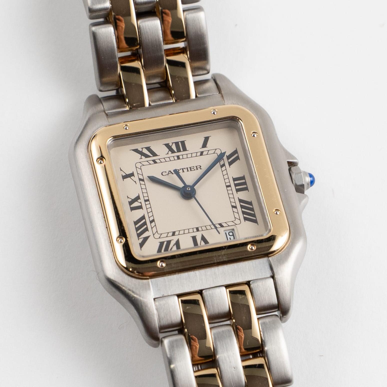 Cartier Panthere W25029B6 'Ladies' Two Row Stainless Steel Yellow Gold White Dial Quartz