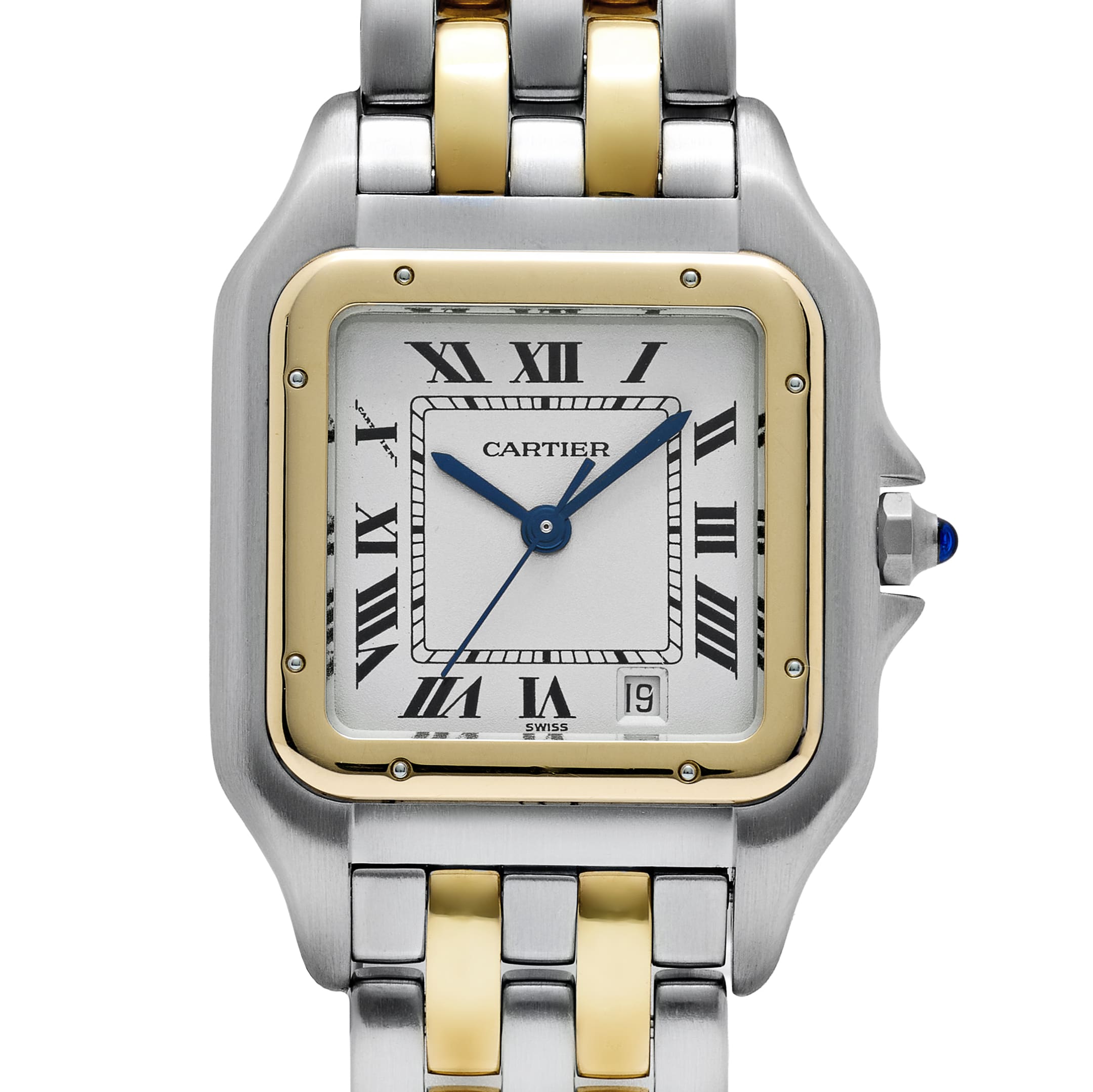 Cartier Panthere W25029B6 'Ladies' Two Row Stainless Steel Yellow Gold White Dial Quartz