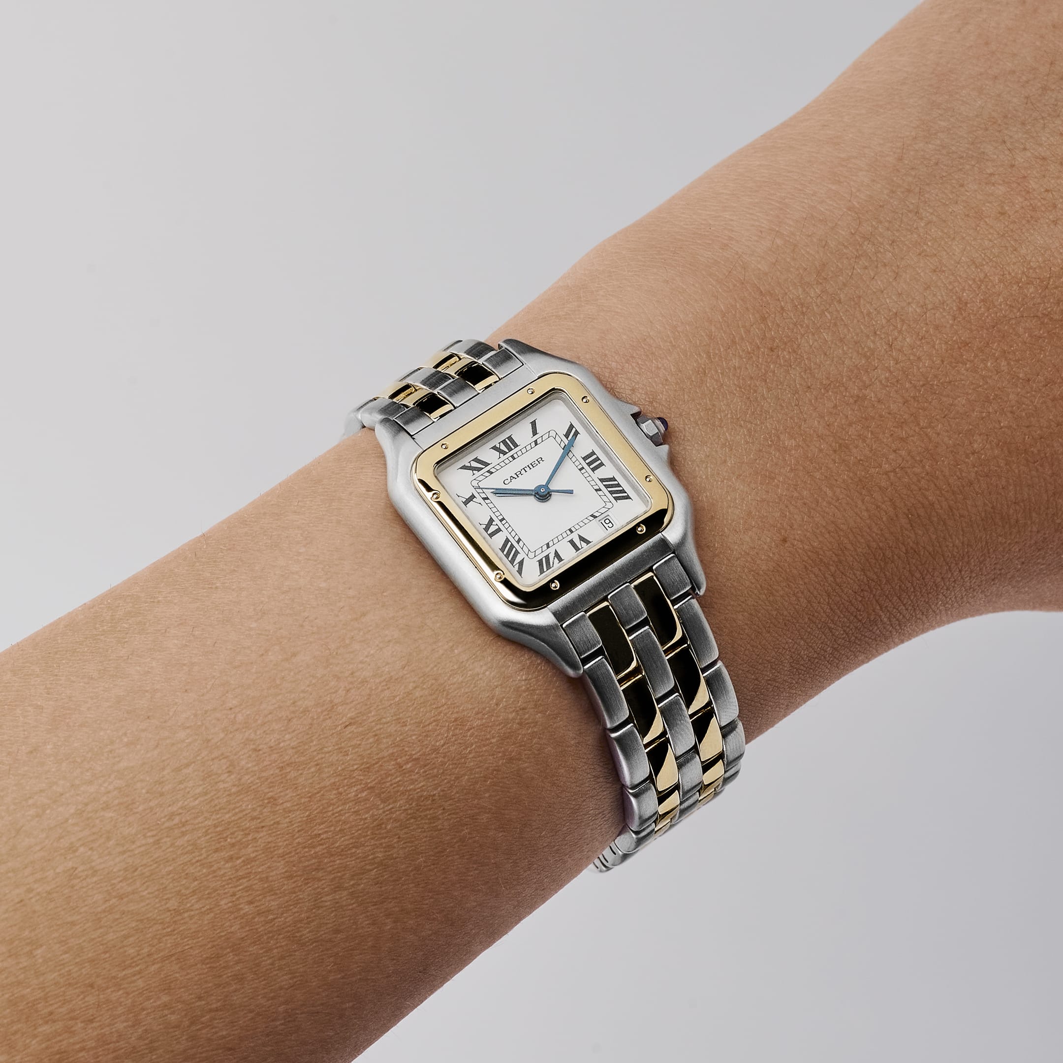 Cartier Panthere W25029B6 'Ladies' Two Row Stainless Steel Yellow Gold White Dial Quartz
