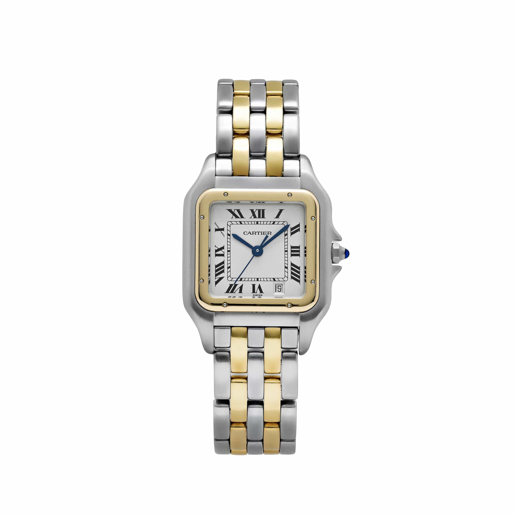Cartier Panthere W25029B6 'Ladies' Two Row Stainless Steel Yellow Gold White Dial Quartz