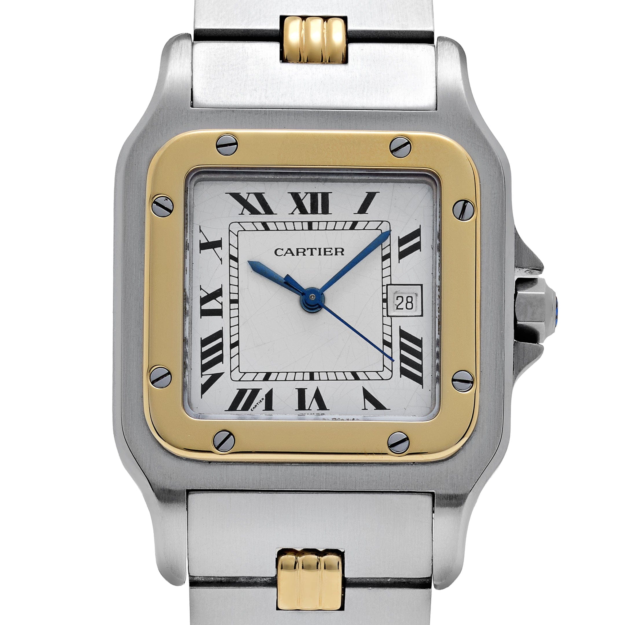 Cartier Santos Carrée 2961 Yellow Gold Stainless Steel White Dial