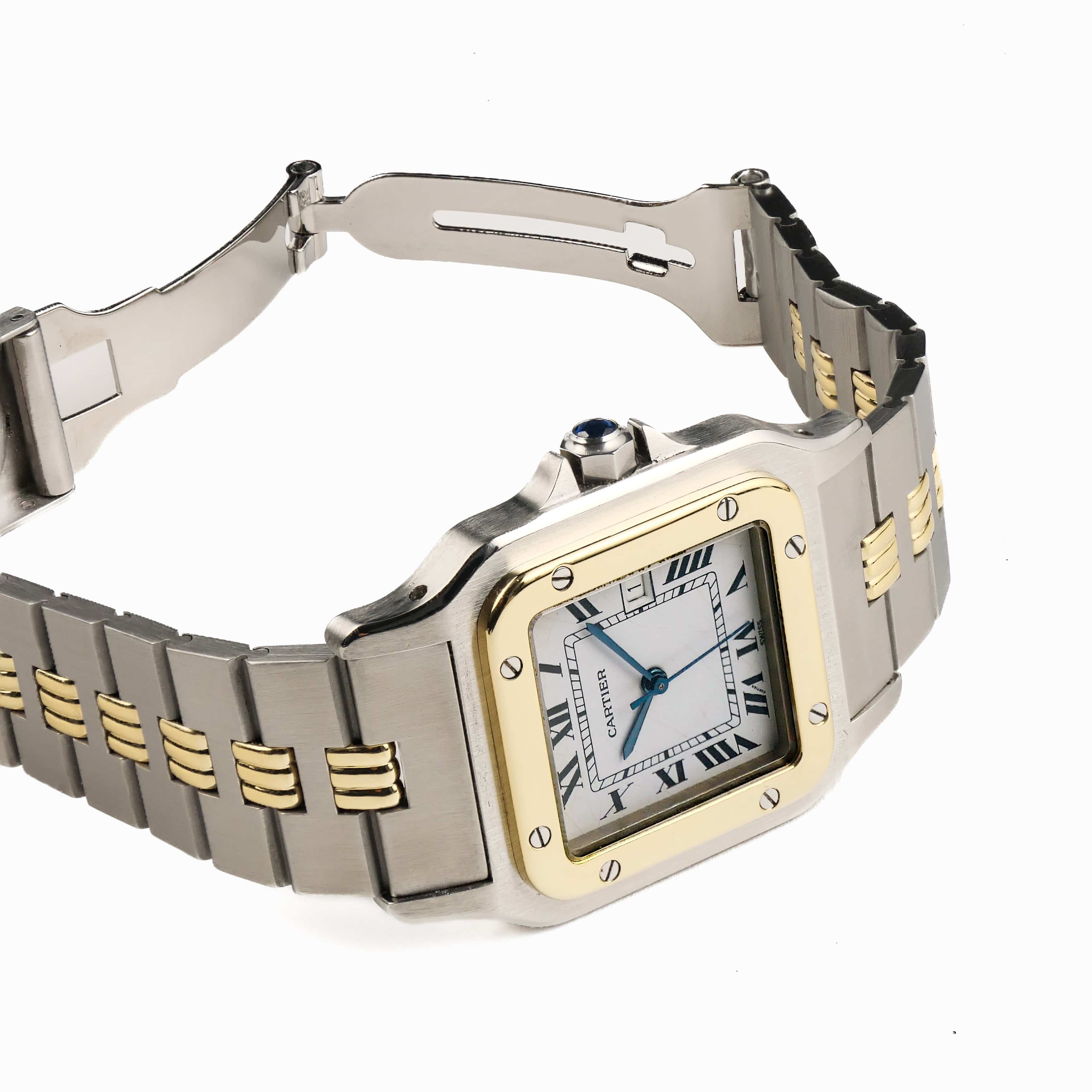 Cartier Santos Carrée 2961 Yellow Gold Stainless Steel White Dial