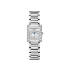 Cartier Tank Francaise Small W4TA0029 Stainless Steel Silver Dial Diamond Bezel