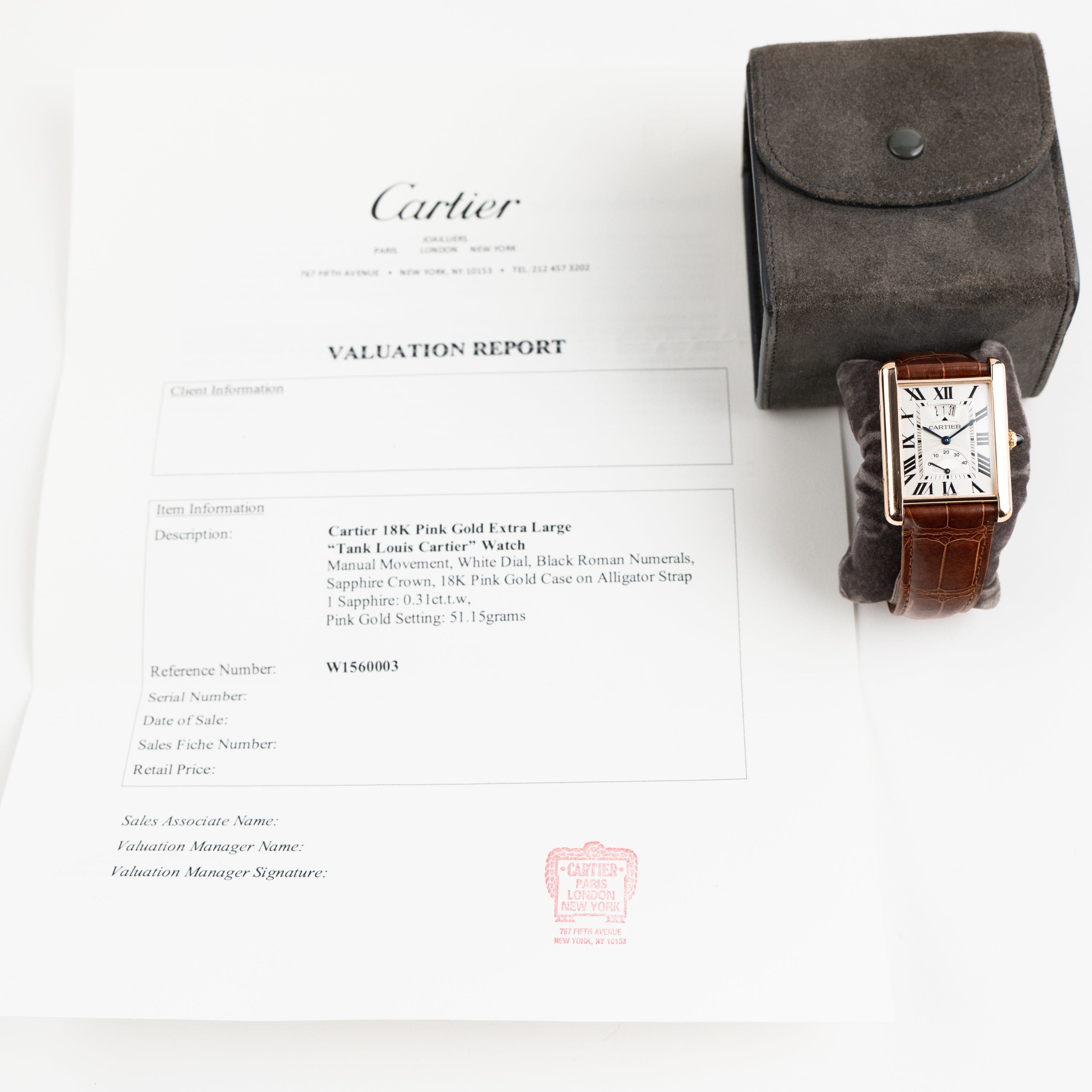 Cartier Tank Louis XL W1560003 Rose Gold White Dial (2015)