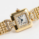 Cartier Trocadéro Vintage 'Ladies' Yellow Gold White Dial Diamond Bezel