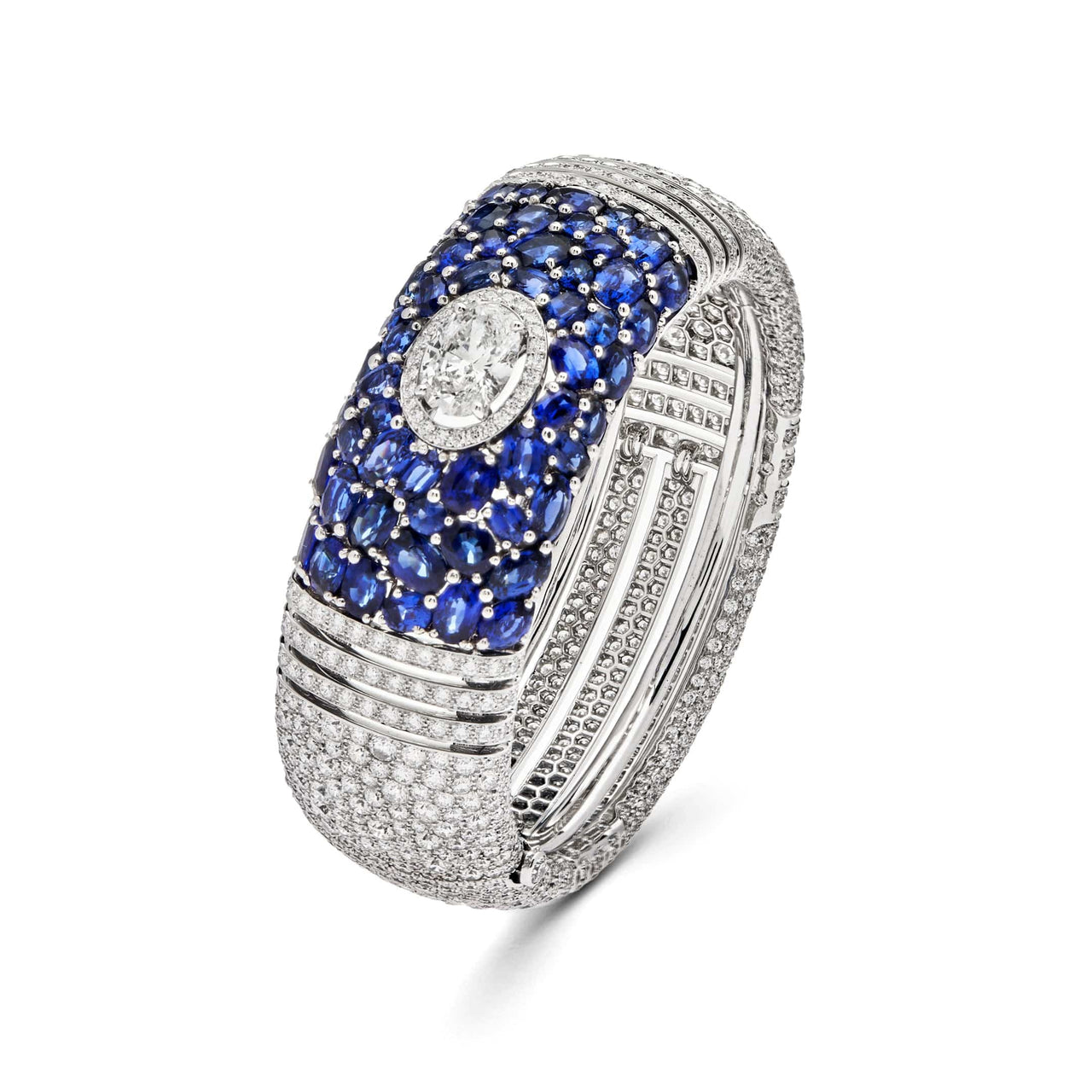Bracelets Chanel Deep Blue Diamond and Sapphire White Gold Bangle GIA Certified J62577 Wrist Aficionado