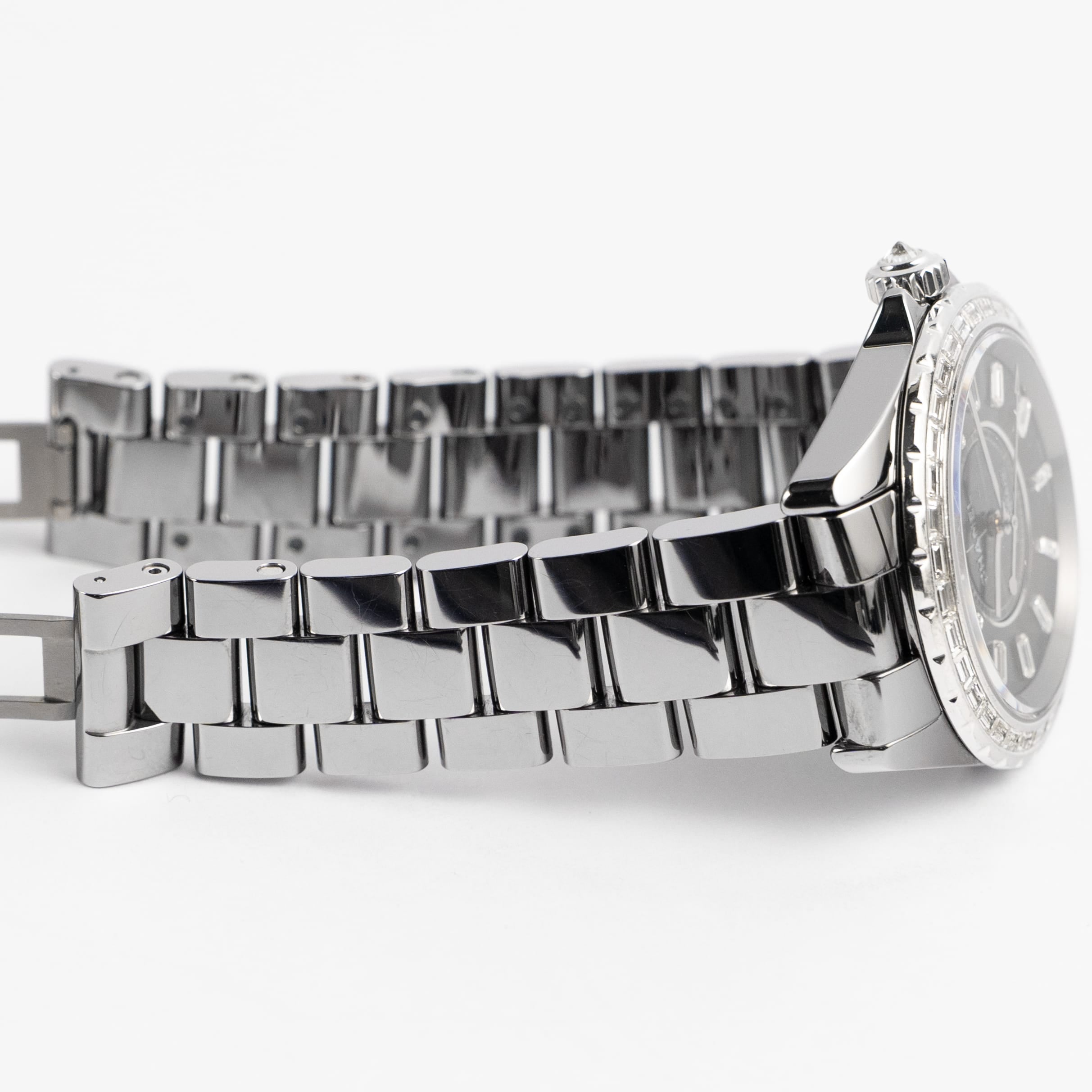 Chanel J12 H3155 Chromatic Ceramic Titanium Grey Baguette Diamond Dial and Bezel