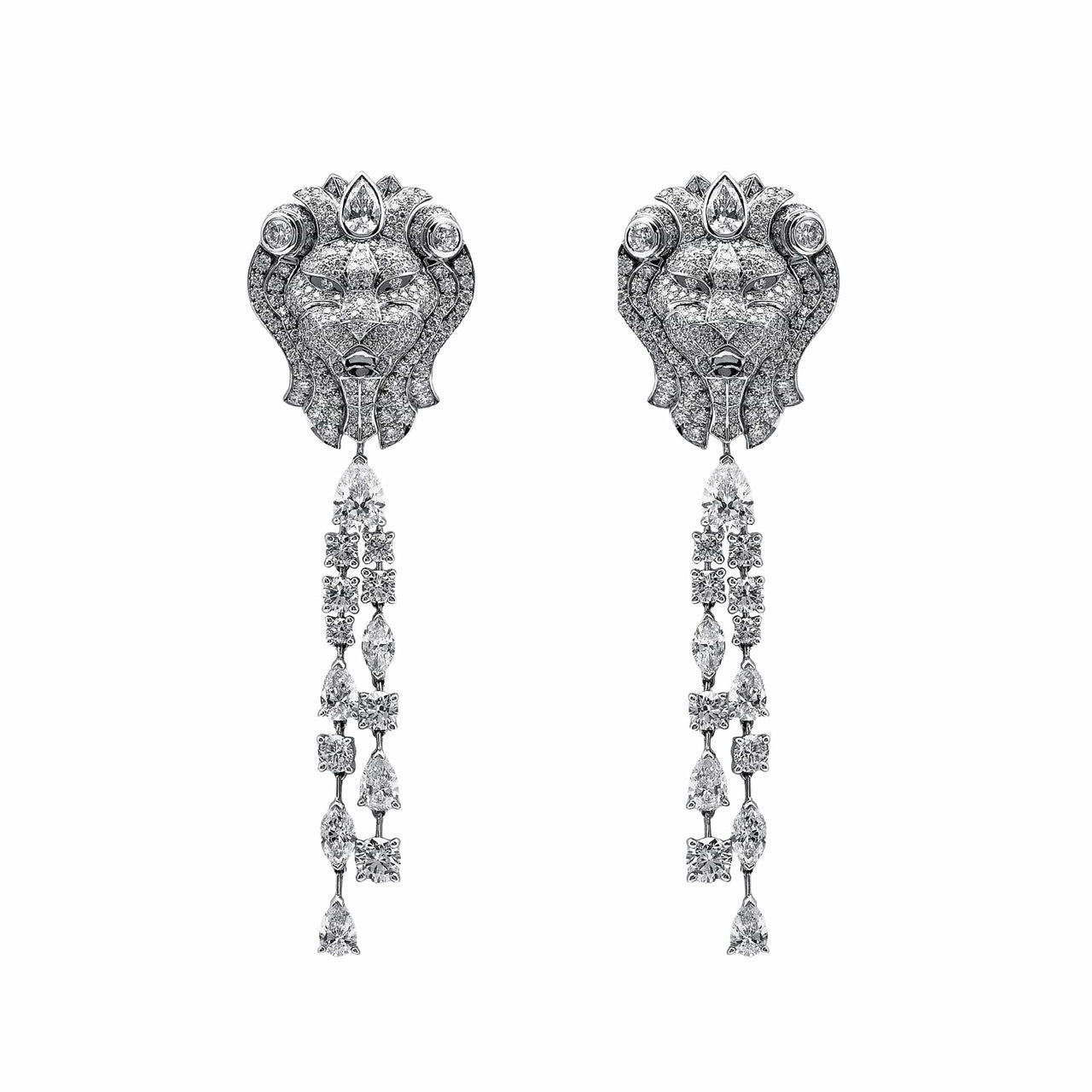 Chanel Lion Royal Earrings in White Gold and Diamonds J60875