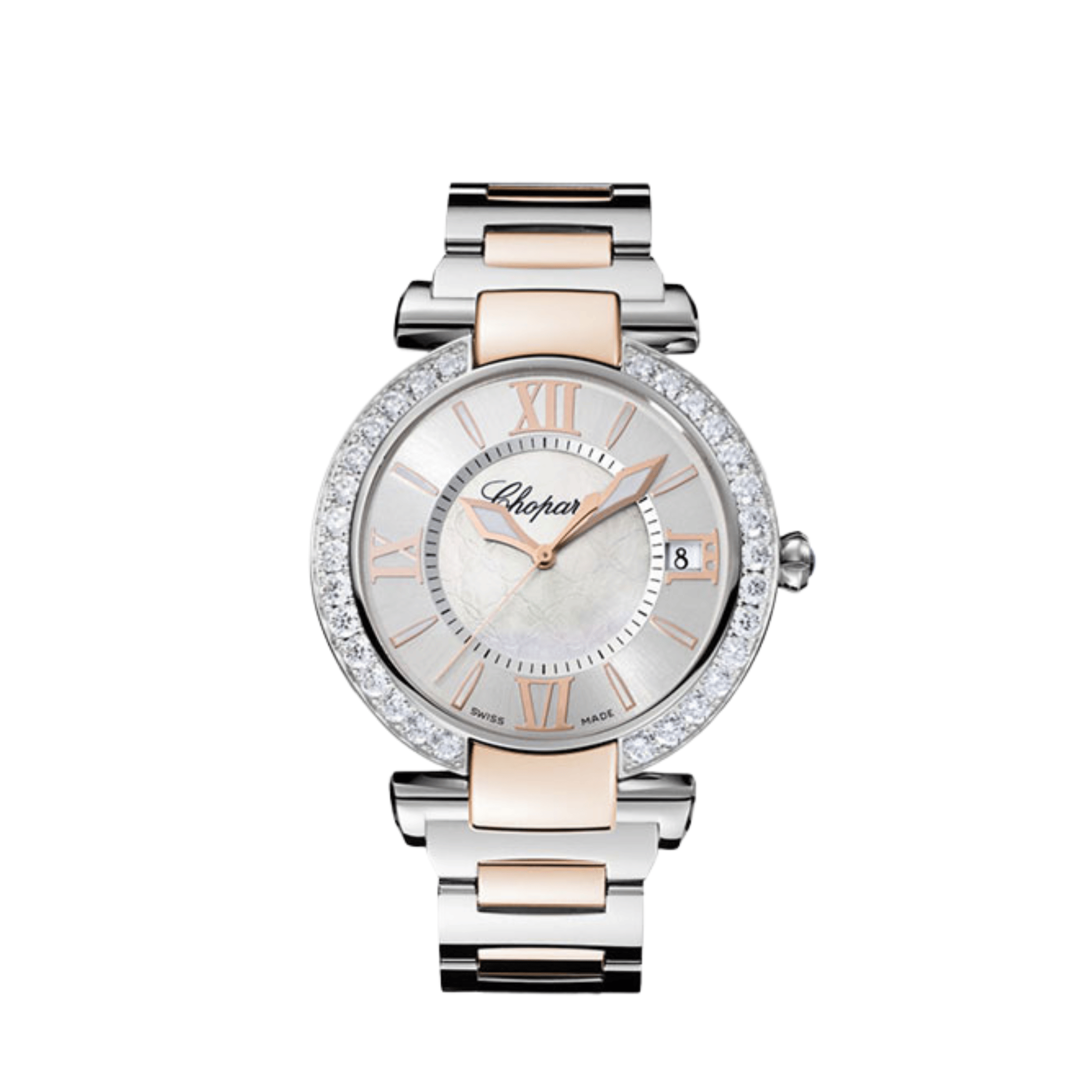 Chopard Imperiale 388531-6004 Stainless Steel Rose Gold Mother of Pearl Dial Diamond Bezel