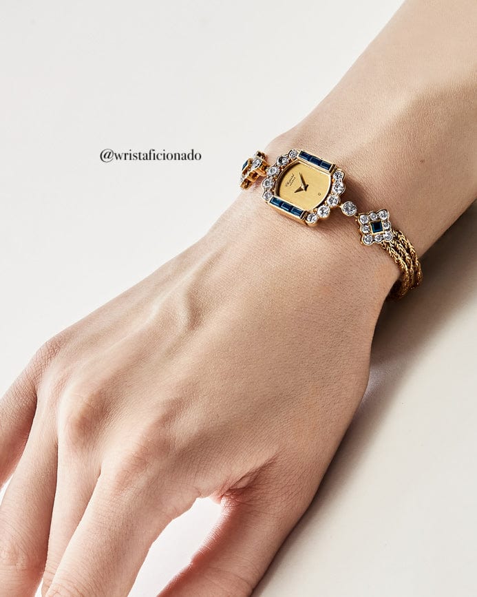 Chopard Vintage Yellow Gold Blue Sapphire Diamond Watch