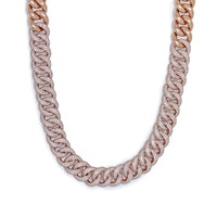 Thumbnail for Cuban Link Rose Gold Half Pavé Diamond Necklace