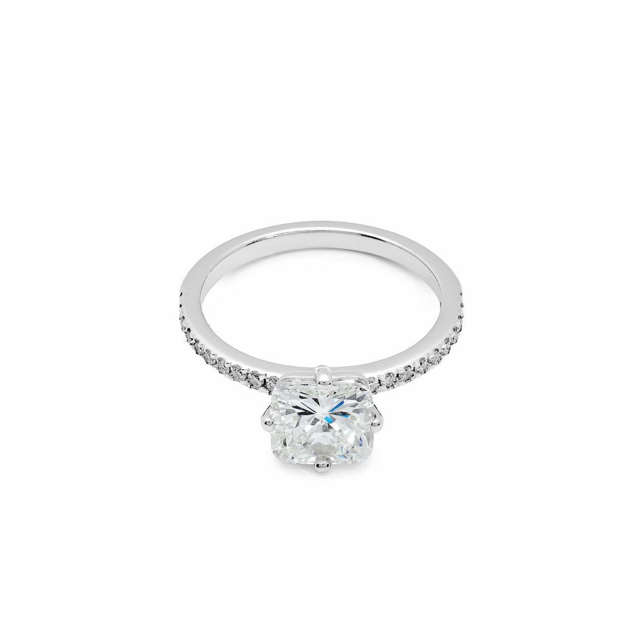 Cushion Cut Diamond White Gold Ring