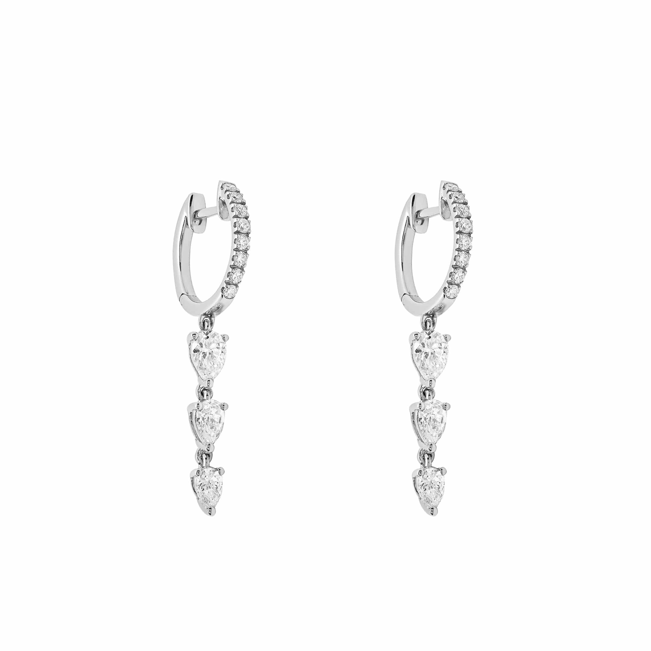 Dangling Diamond Huggie Hoop Earrings