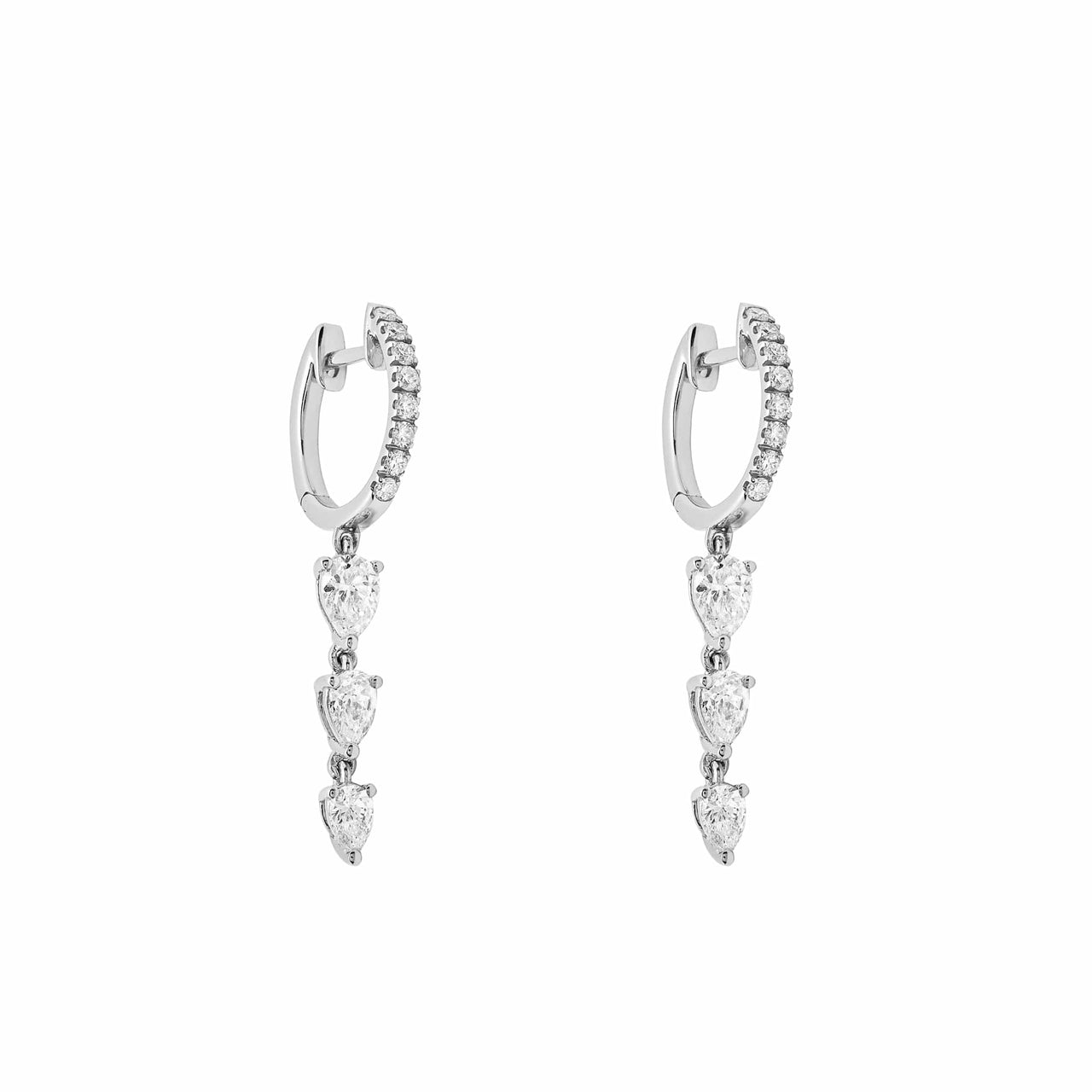 Dangling Diamond Huggie Hoop Earrings