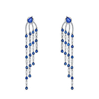 Thumbnail for Diamond and Blue Sapphire Chandelier Earrings