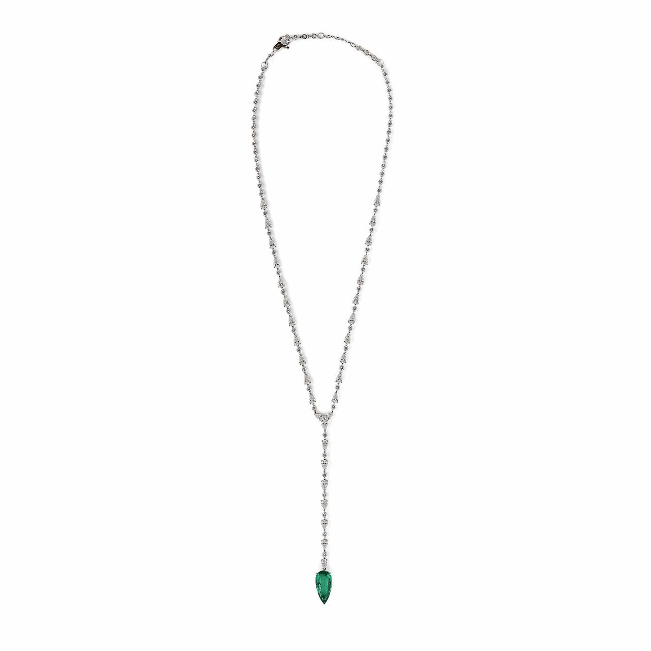 Diamond and Emerald Lariat Necklace