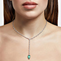 Thumbnail for Diamond and Emerald Lariat Necklace