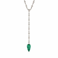 Thumbnail for Diamond and Emerald Lariat Necklace