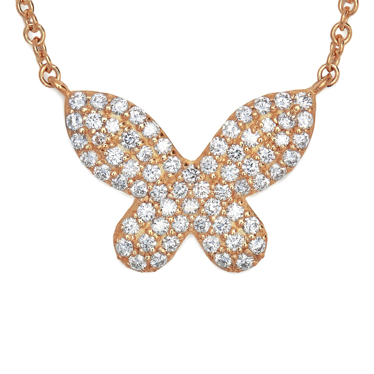 Diamond and Rose Gold Butterfly Necklace