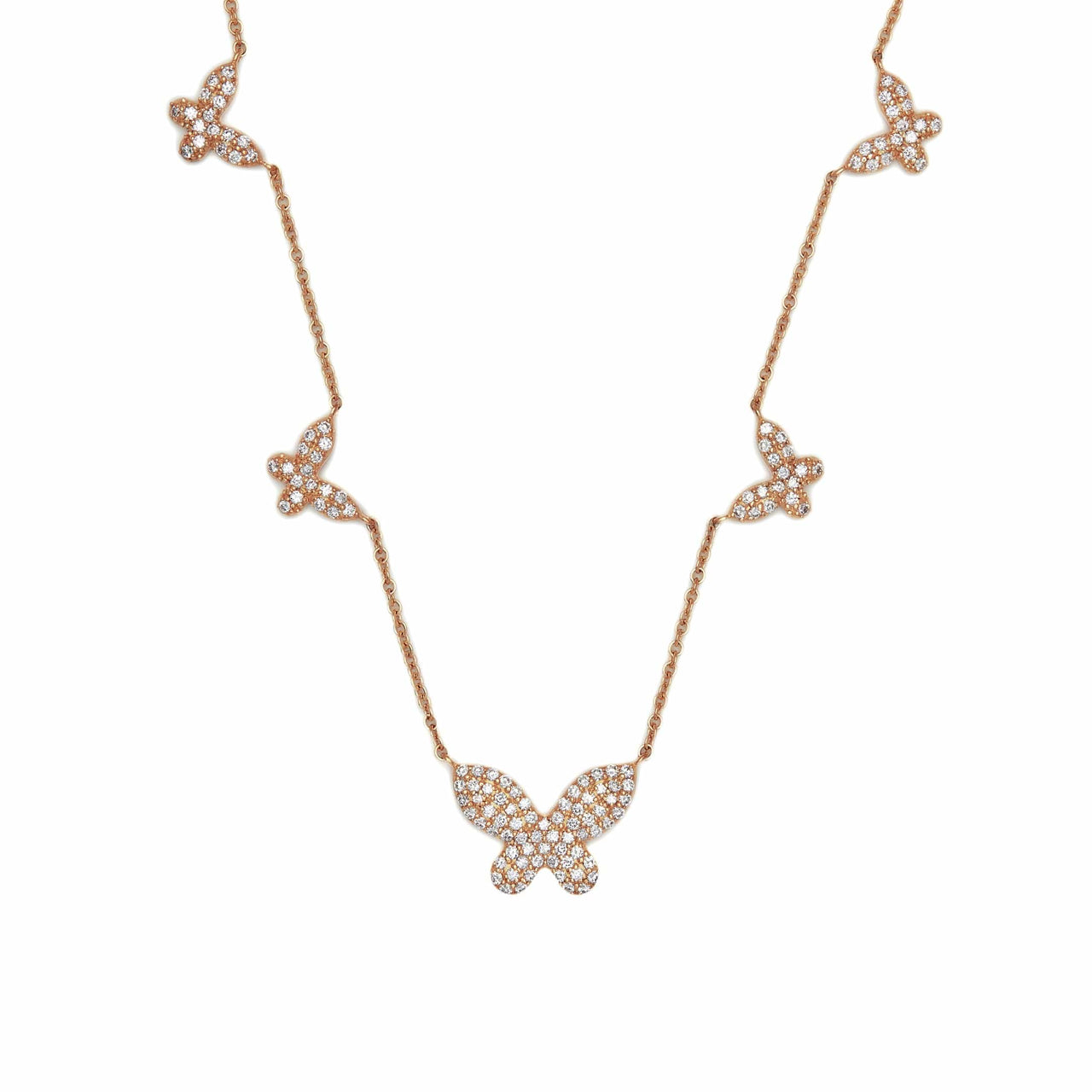 Diamond and Rose Gold Butterfly Necklace