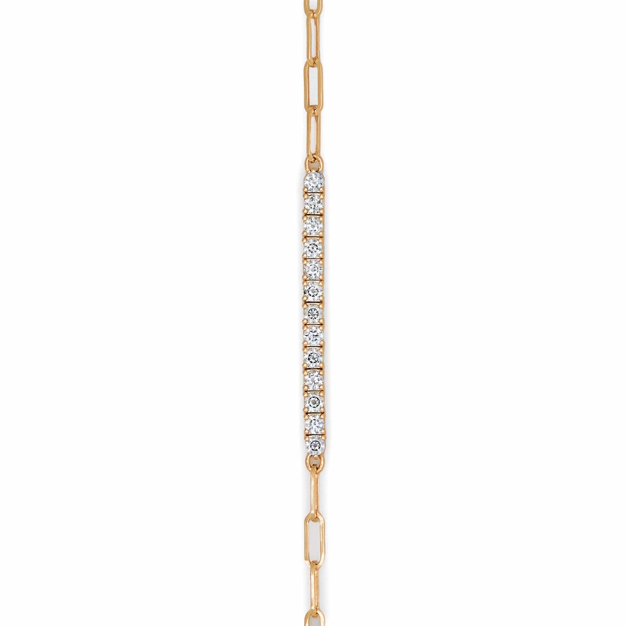 Diamond and Rose Gold Paperclip Chain Bracelet