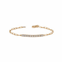 Thumbnail for Diamond and Rose Gold Paperclip Chain Bracelet