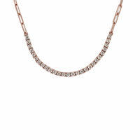 Thumbnail for Diamond and Rose Gold Paperclip Chain Necklace