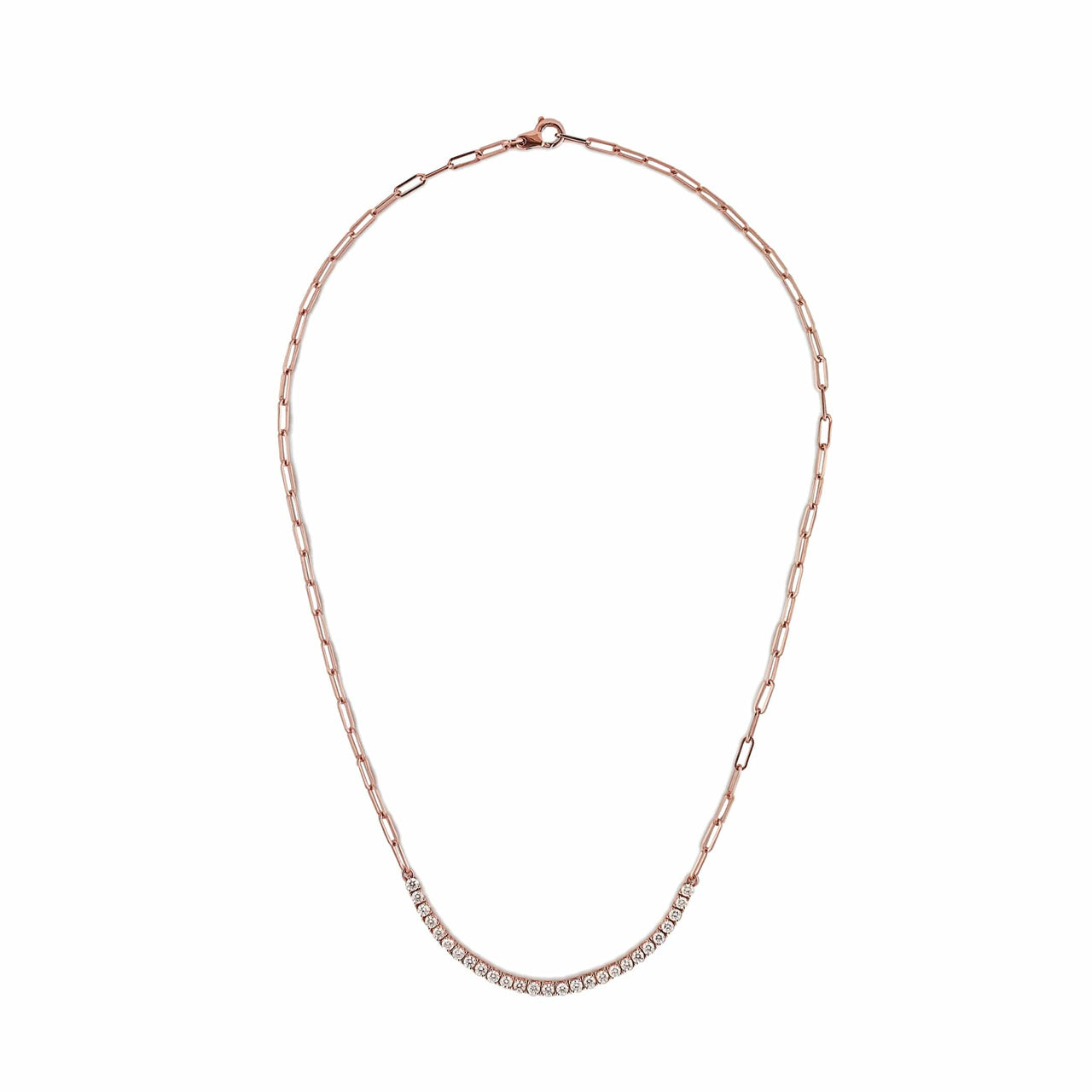 Diamond and Rose Gold Paperclip Chain Necklace