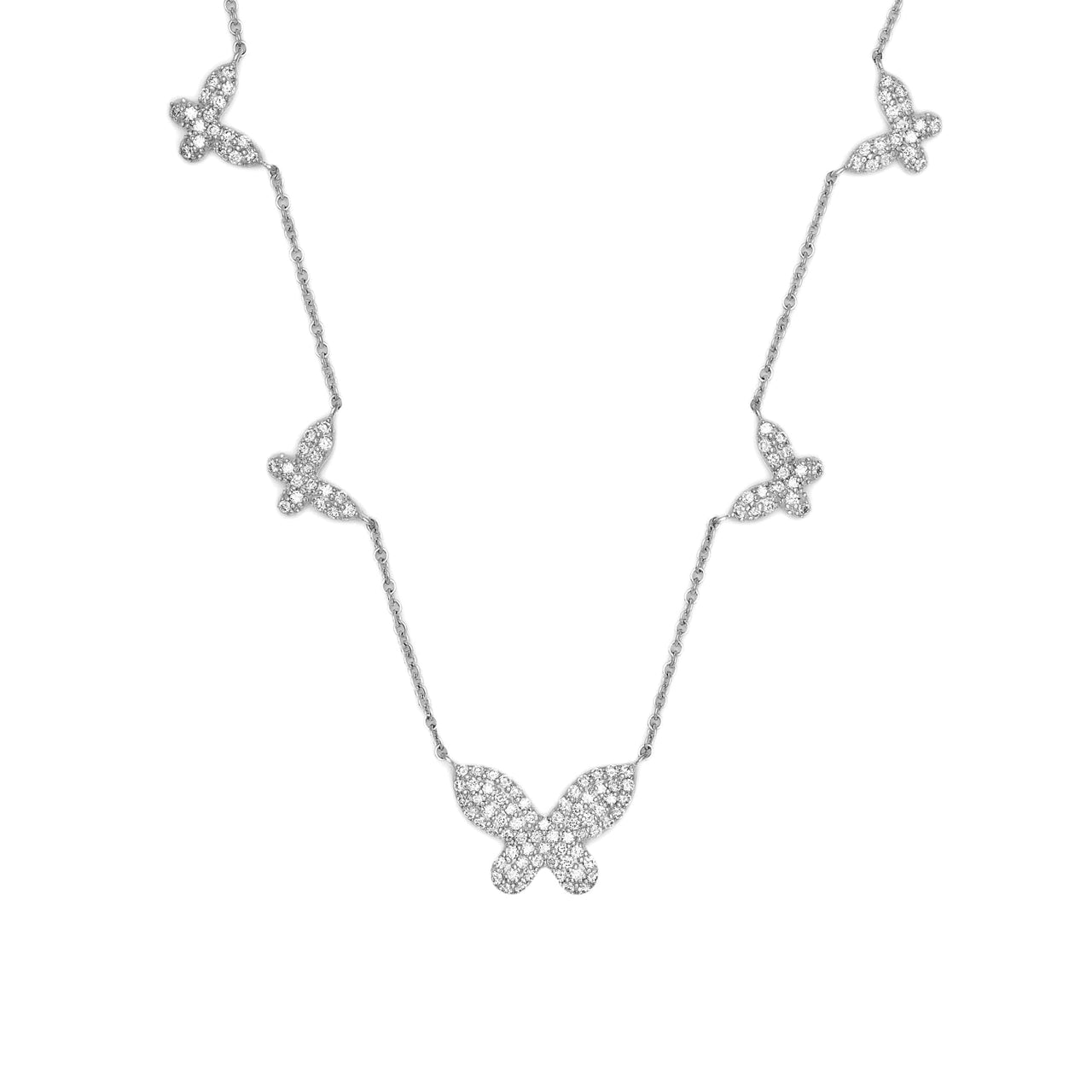 Diamond and White Gold Butterfly Necklace