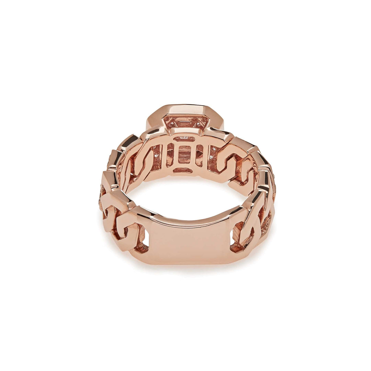 Diamond Cocktail Ring with Rose Gold Pave Chain Link Band