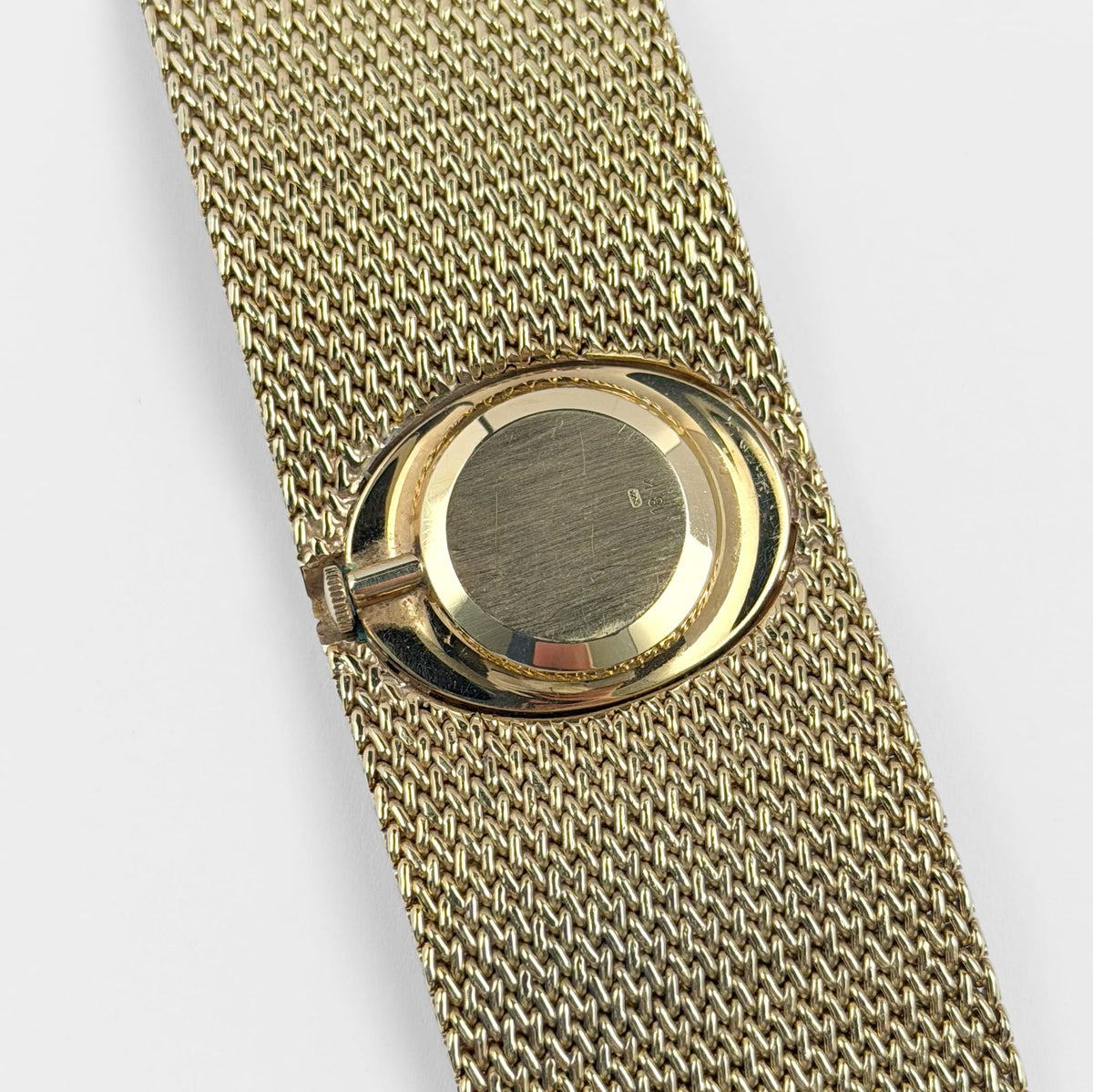 Ebel Vintage Bracelet Watch Yellow Gold Tiger Eye Stone Dial Diamond Bezel