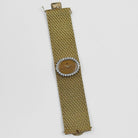 Ebel Vintage Bracelet Watch Yellow Gold Tiger Eye Stone Dial Diamond Bezel