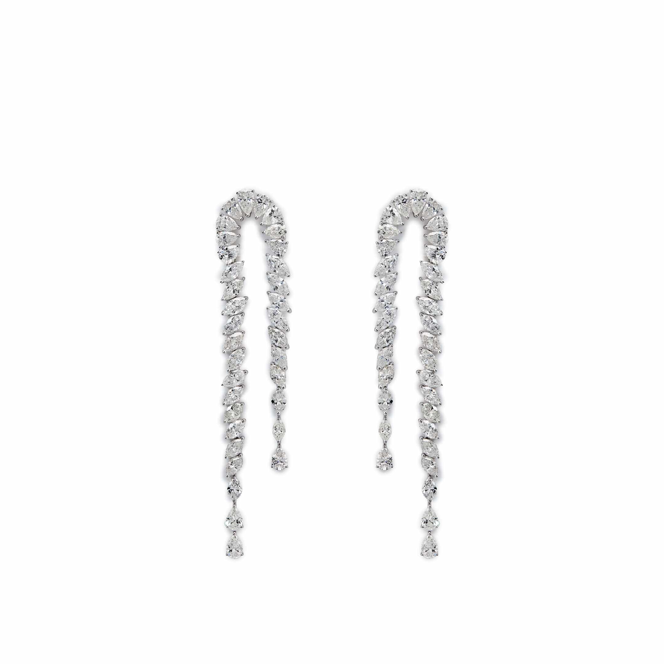 Elegant Cascade White Gold  Diamond Earrings