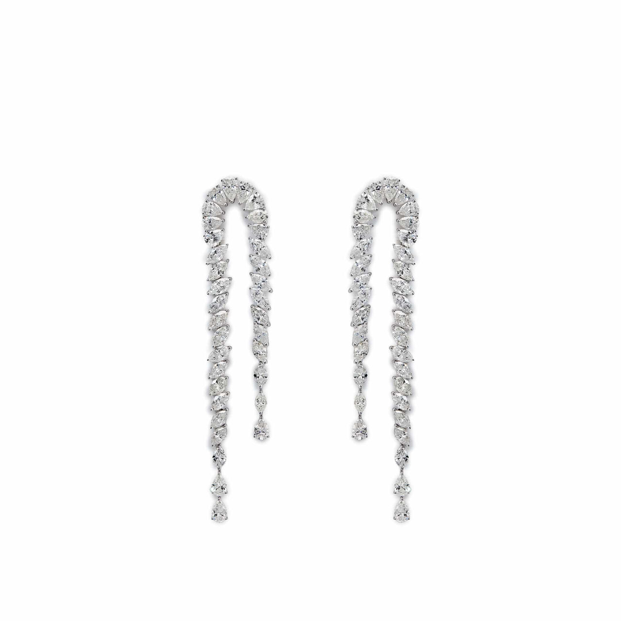 Elegant Cascade White Gold  Diamond Earrings
