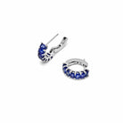 Emerald-Cut Blue Sapphire Hoop Earrings