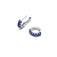 Thumbnail for Emerald-Cut Blue Sapphire Hoop Earrings