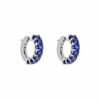 Thumbnail for Emerald-Cut Blue Sapphire Hoop Earrings