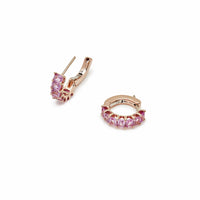 Thumbnail for Emerald-Cut Pink Sapphire Hoop Earrings