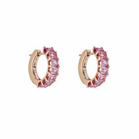 Thumbnail for Emerald-Cut Pink Sapphire Hoop Earrings