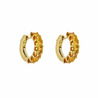 Thumbnail for Emerald-Cut Yellow Sapphire Hoop Earrings