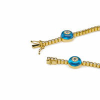Thumbnail for Bracelets Evil Eye Blue Quartz and White Diamond Yellow Gold Bracelet Wrist Aficionado